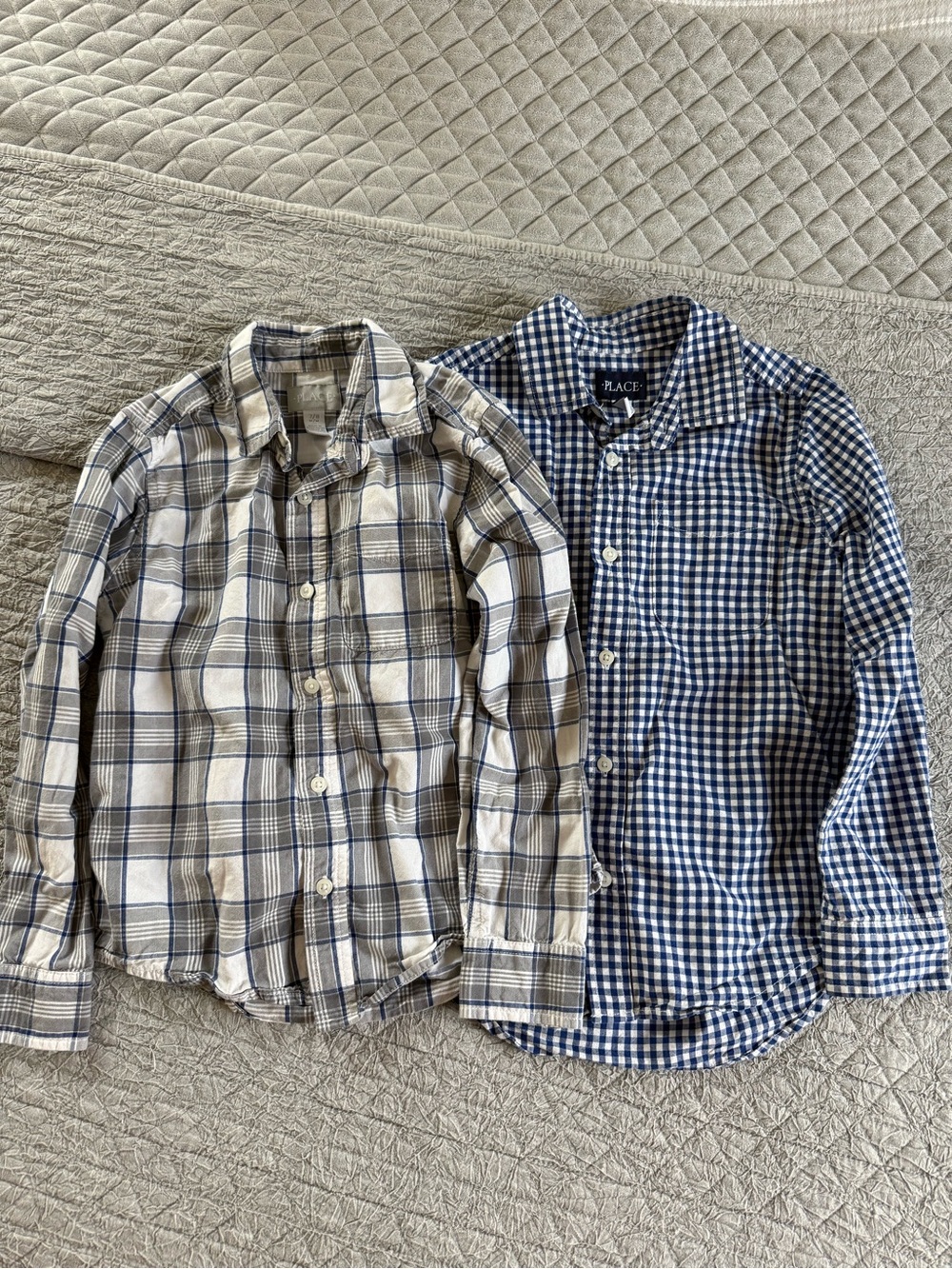 Children’s Place Blue and White Plaid & Gingham Button-Down Shirts (Set of 2)